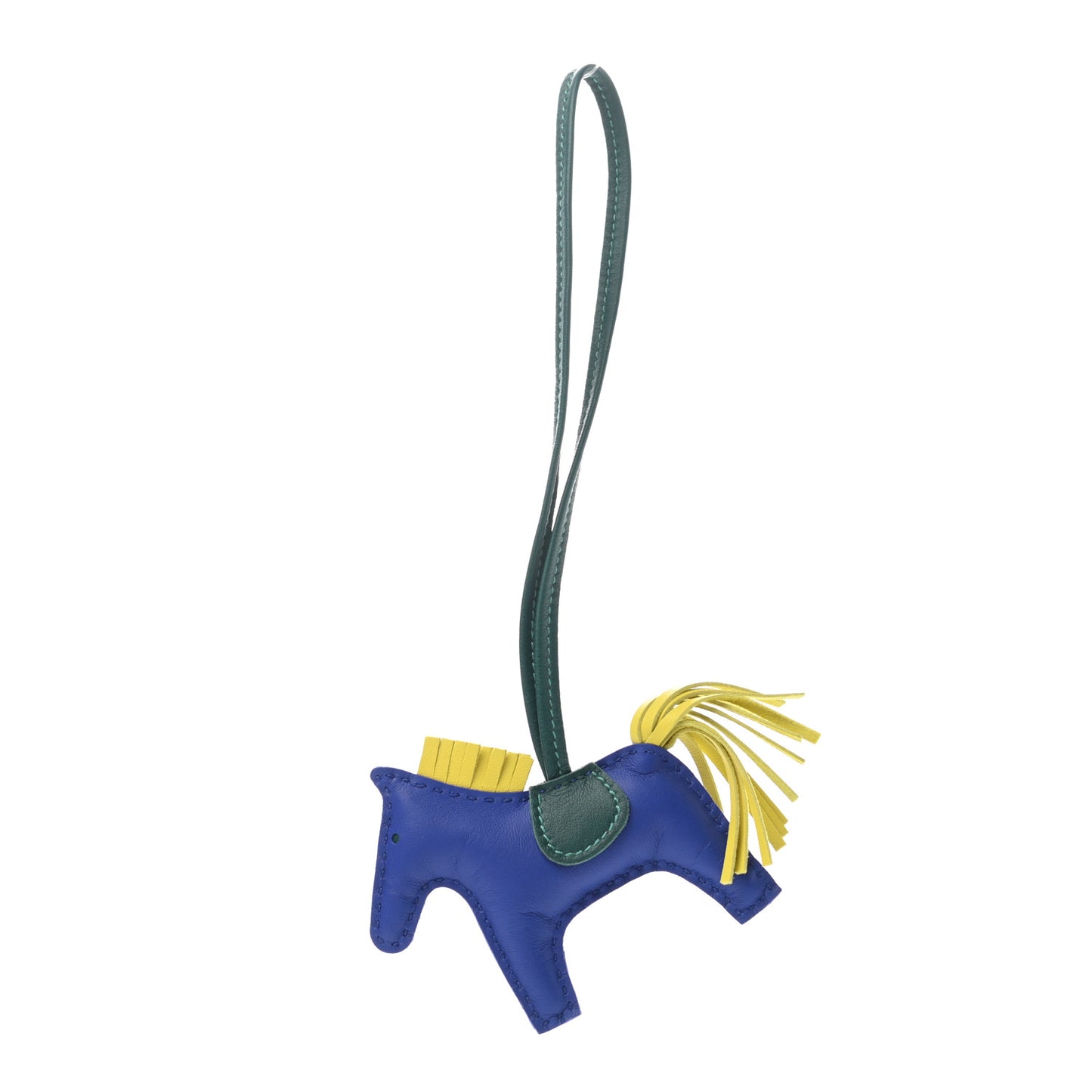Milo Lambskin Grigri Rodeo Horse Bag Charm PM Bleu Electrique Lime Malachite