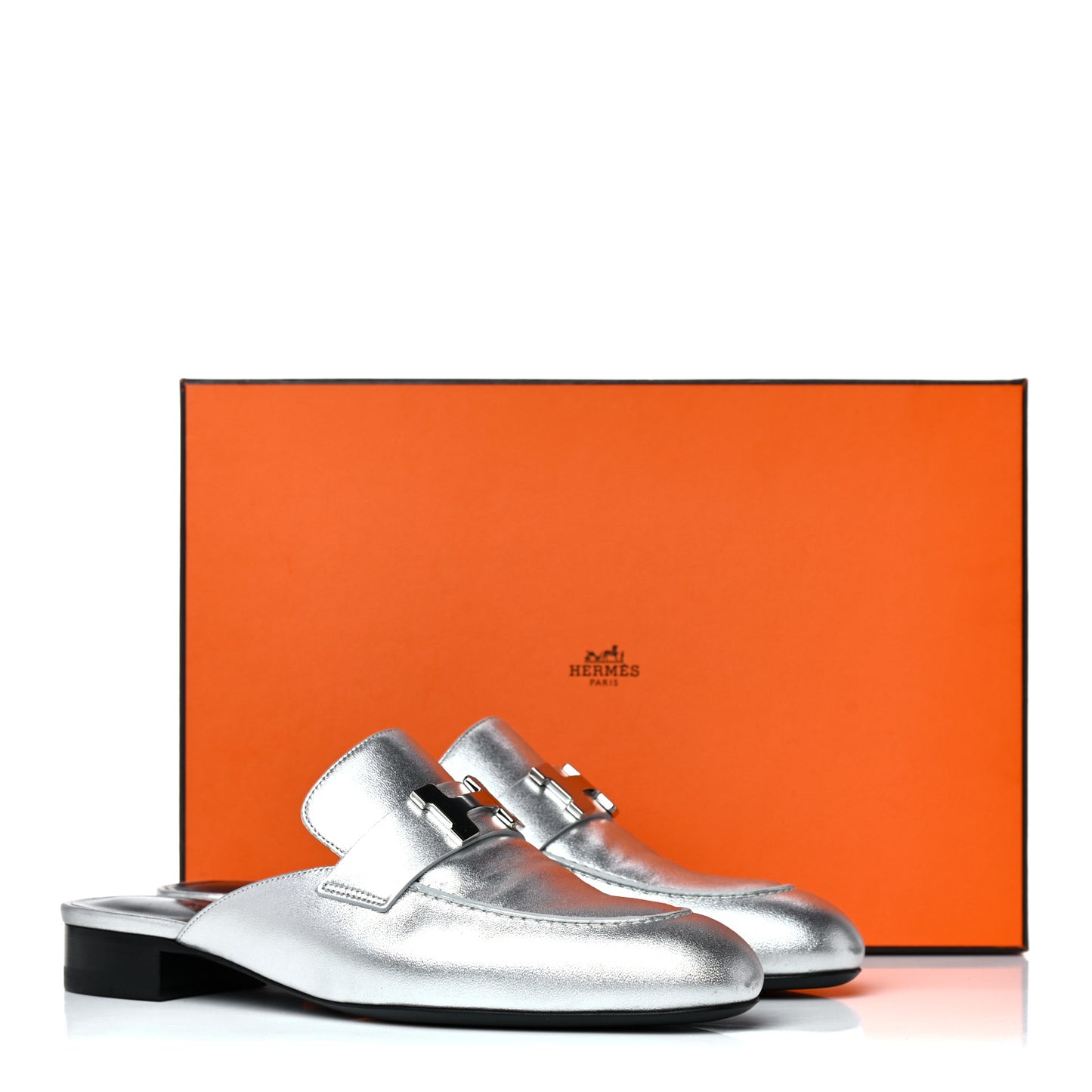 Metallic Nappa Trocadero Mule 37.5 Gris Argento