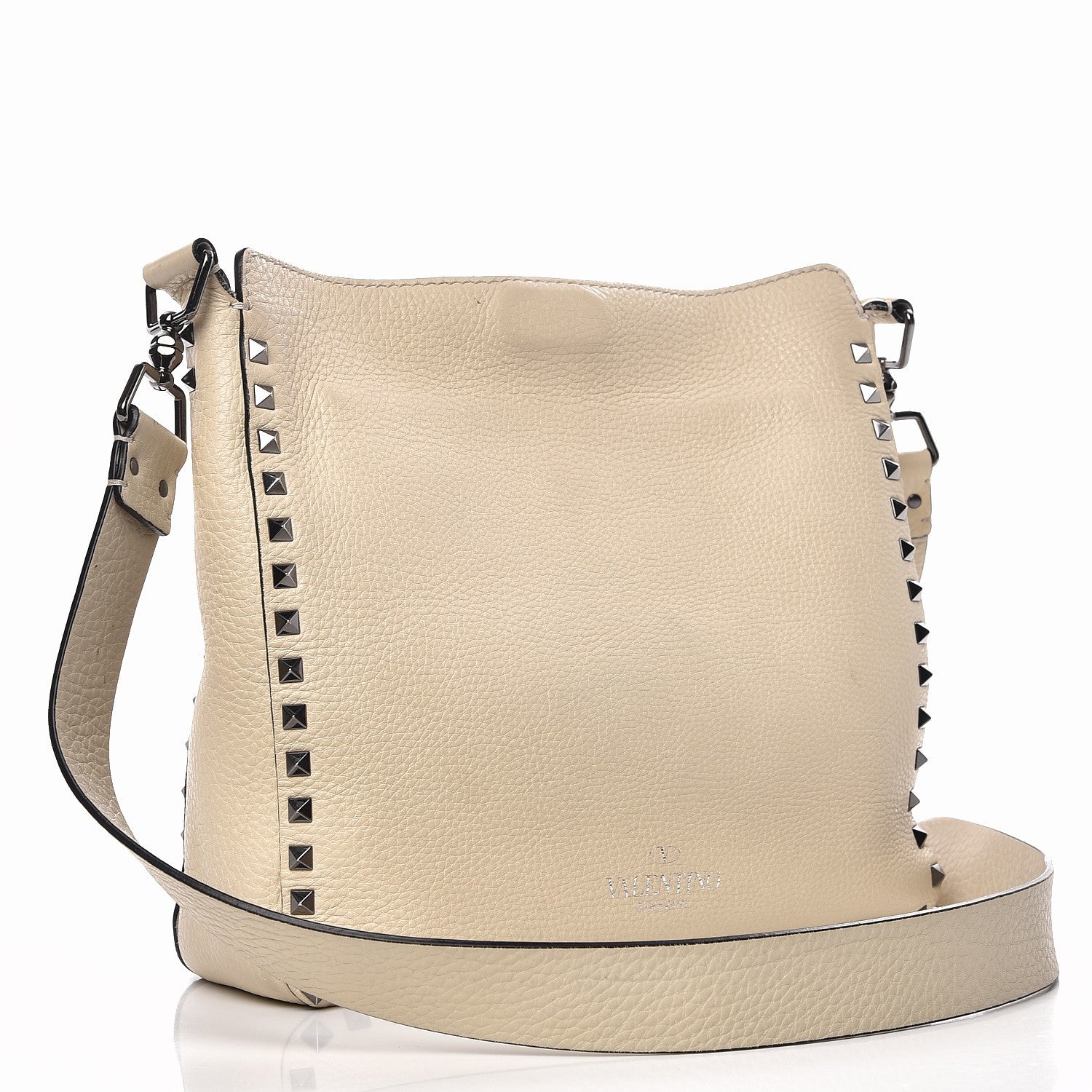 Valentino Garavani Pebbled Calfskin Small Rockstud Flip-Lock Messenger Bag Light Ivory 3 of 12