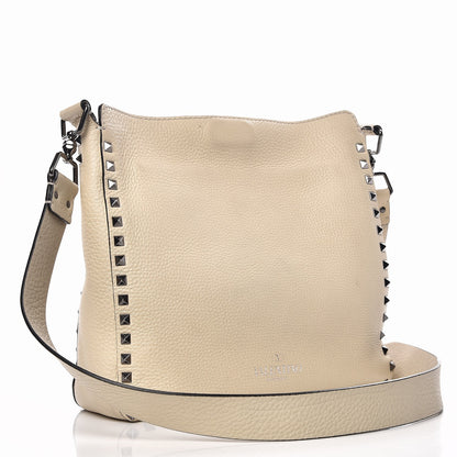 Valentino Garavani Pebbled Calfskin Small Rockstud Flip-Lock Messenger Bag Light Ivory 3 of 12