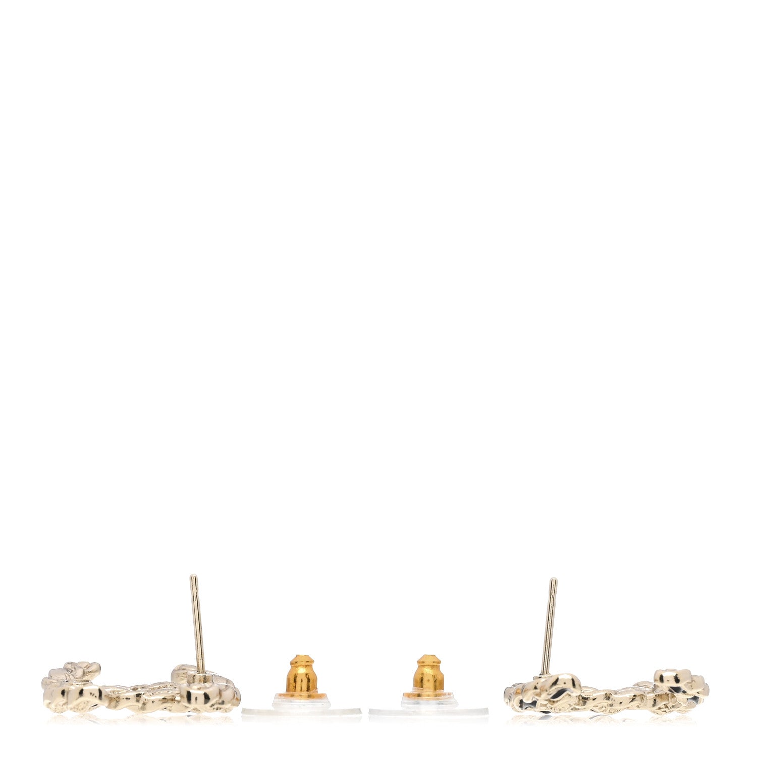 Chanel Enamel Metal Chain French New Wave CC Earrings Black Gold 3 of 4