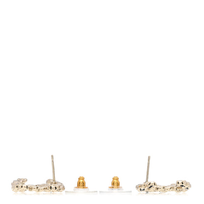 Chanel Enamel Metal Chain French New Wave CC Earrings Black Gold 3 of 4