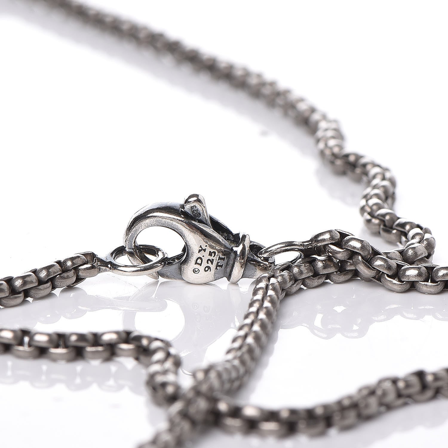 David Yurman Sterling Silver 2.7mm Box Chain Skull Wave Pendant Necklace 6 of 6