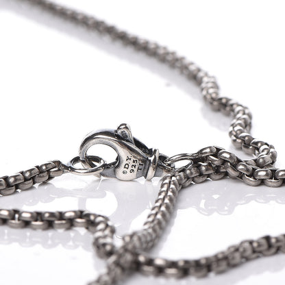 David Yurman Sterling Silver 2.7mm Box Chain Skull Wave Pendant Necklace 6 of 6