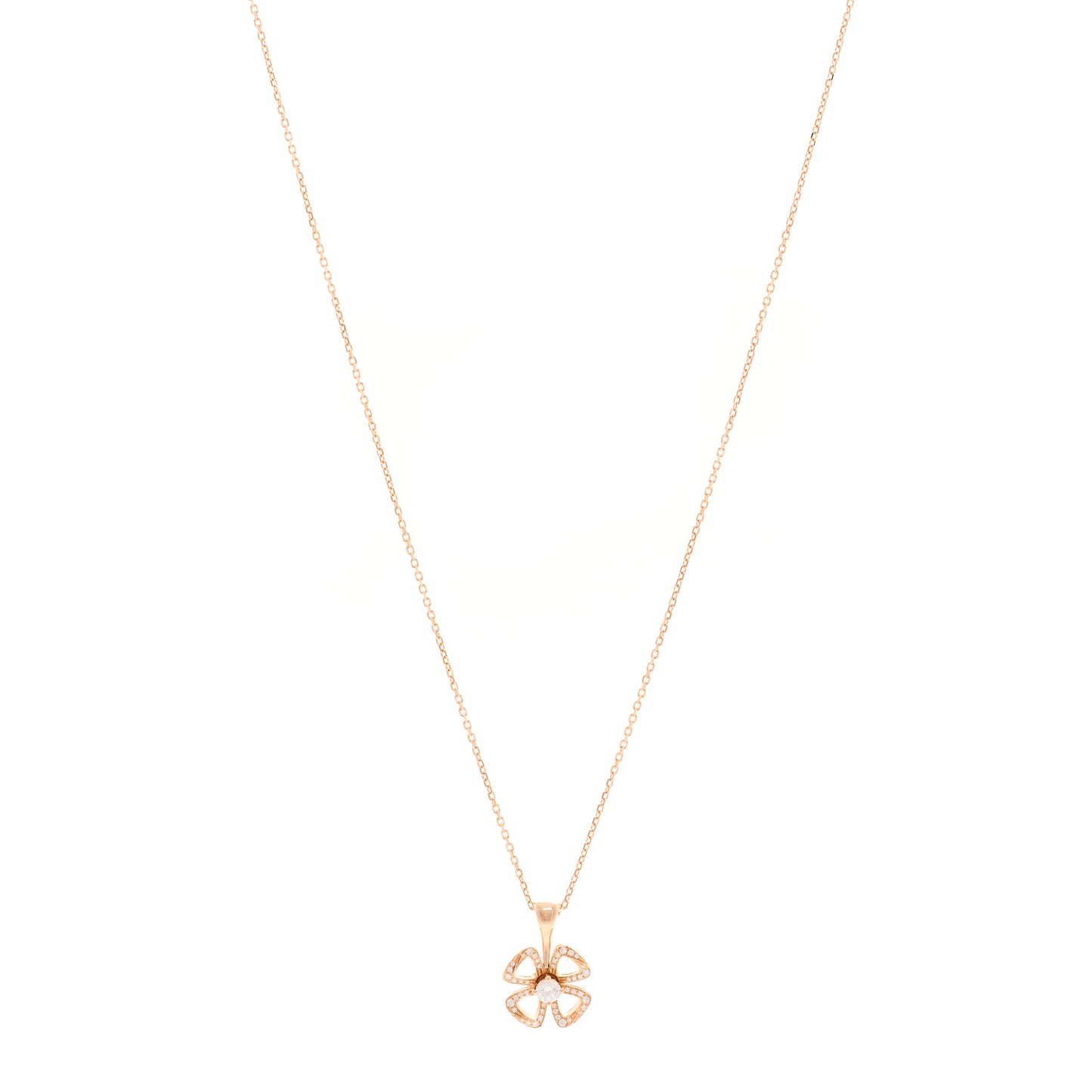 18K Rose Gold Diamond Fiorever Pave Pendant Necklace