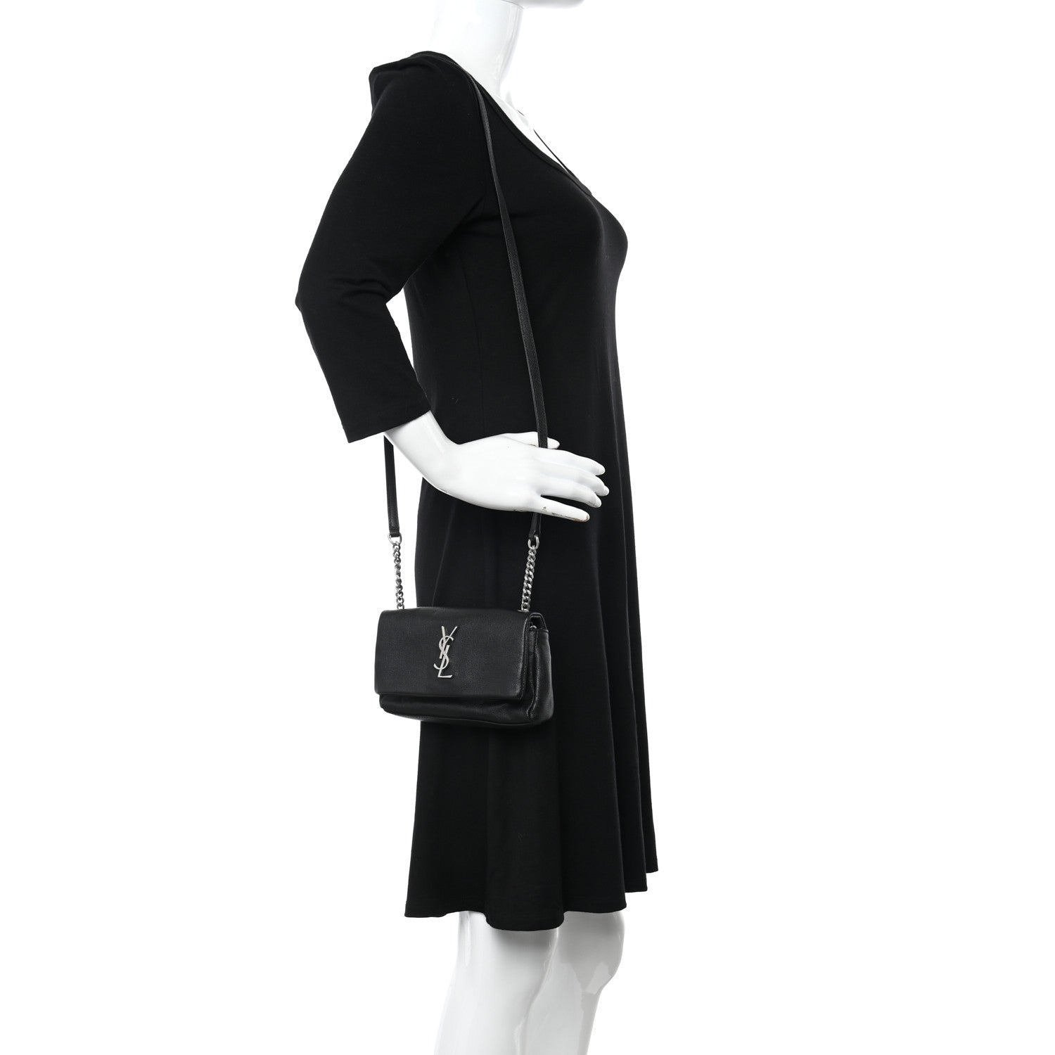 Saint Laurent Grain De Poudre Monogram Toy West Hollywood Fold-Over Bag Black 2 of 9