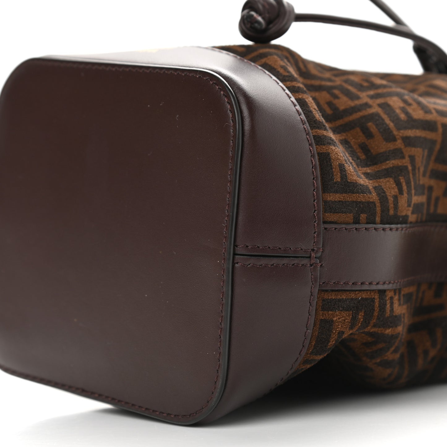 Suede Vitello King F is Fendi Micro FF Mini Mon Tresor Bucket Bag Sigaro Marrone Ebano