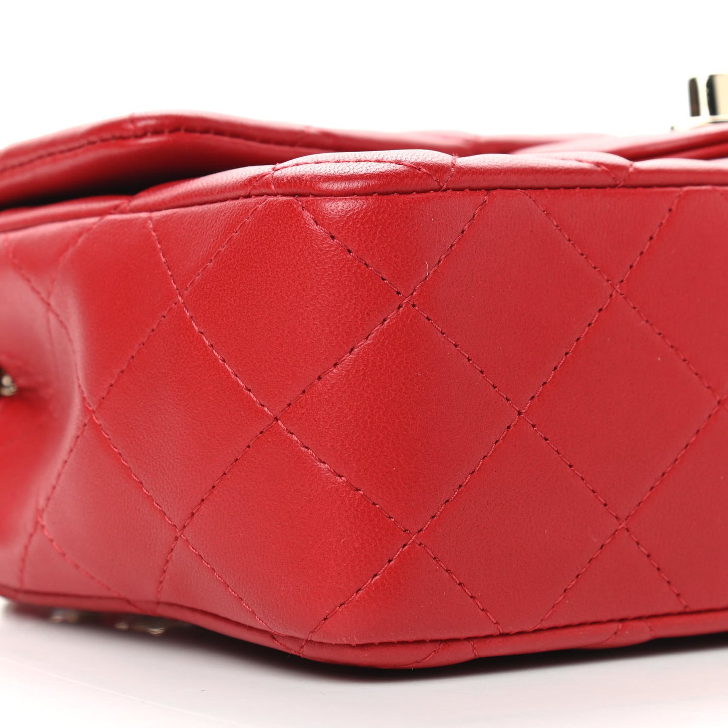 Lambskin Quilted Mini Rectangular Flap Red