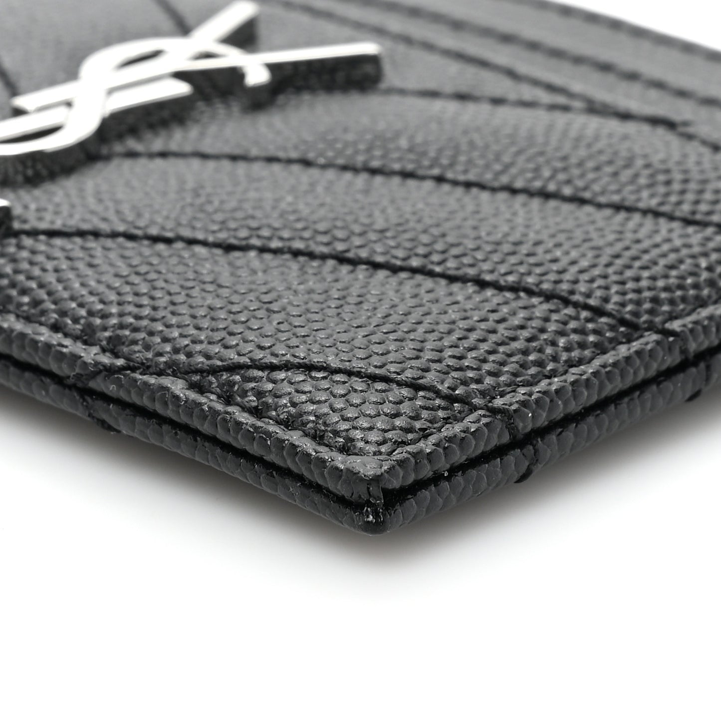 Grain De Poudre Matelasse Chevron Monogram Credit Card Case Black