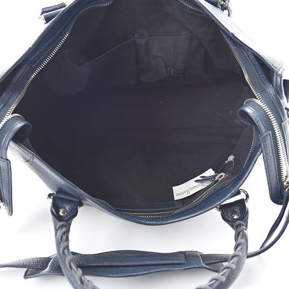 Balenciaga Chevre Silver Metallic Edge Hardware City Bleu Nuit Dark Sea 5 of 12