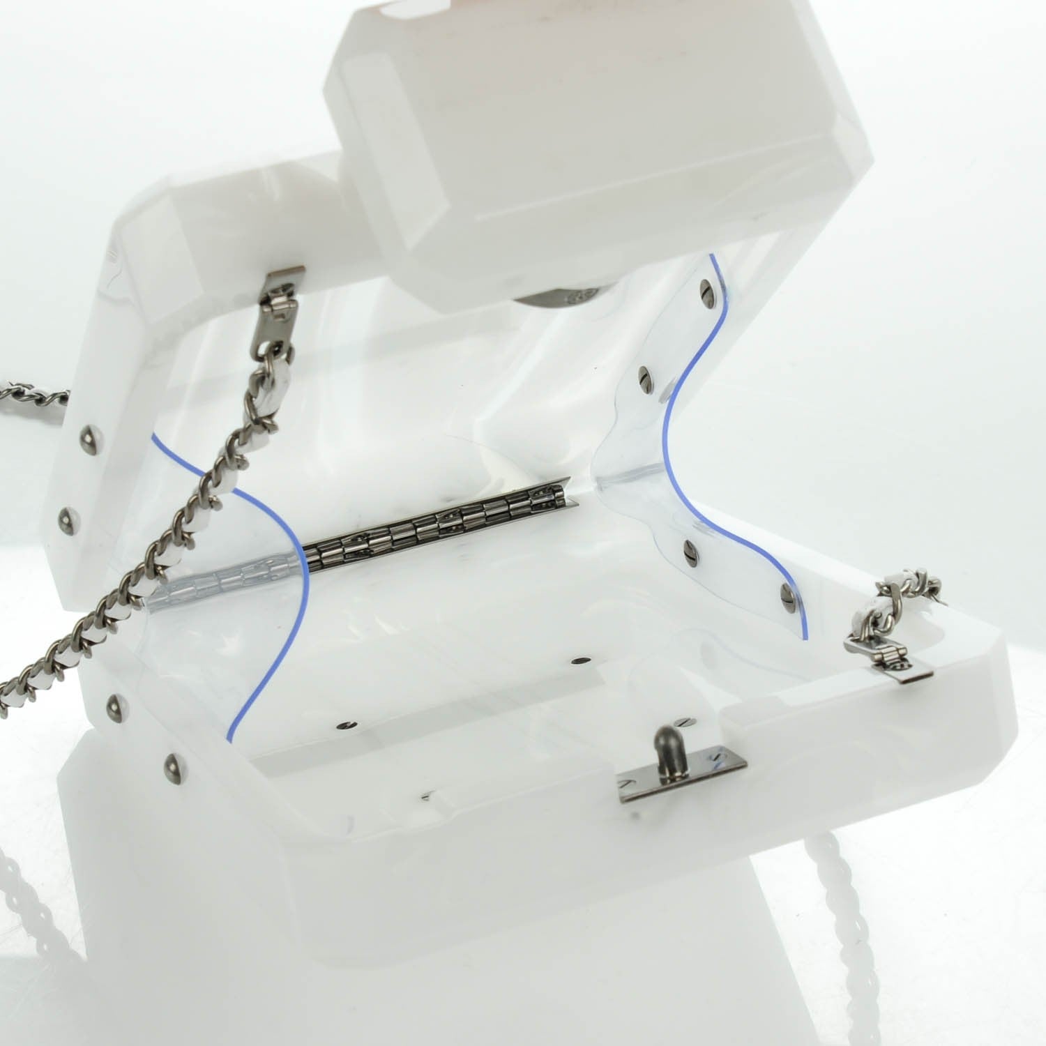 Chanel Marbled Plexiglass Buonasera Perfume Bottle Clutch White 5 of 7