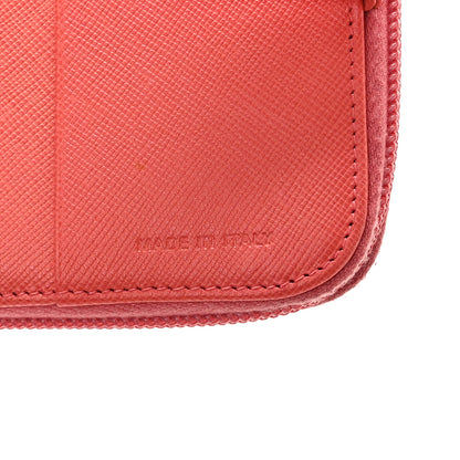 Prada Saffiano Triangle Compact Zip Around Wallet Pink 8 of 10