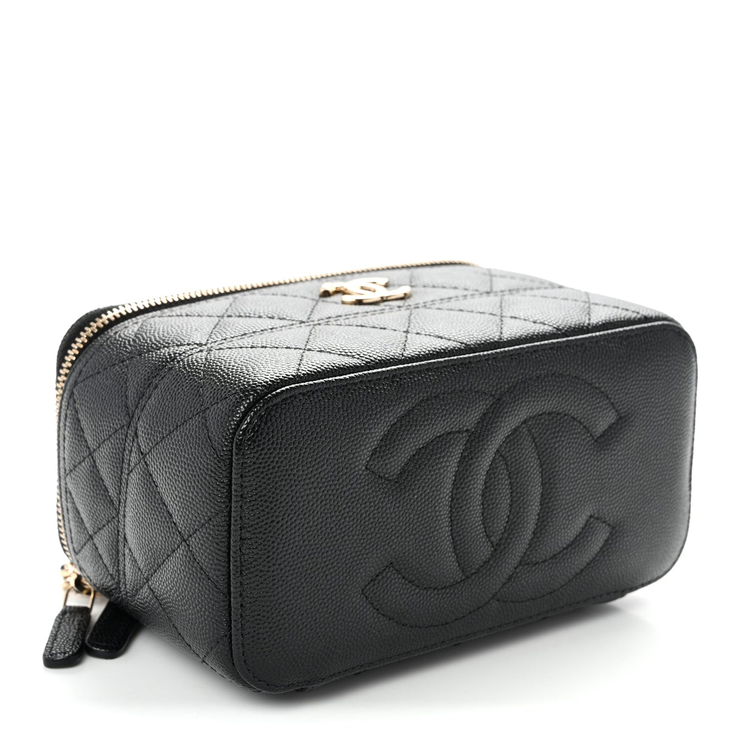 Caviar Quilted Trendy Handle Mini Vanity Black