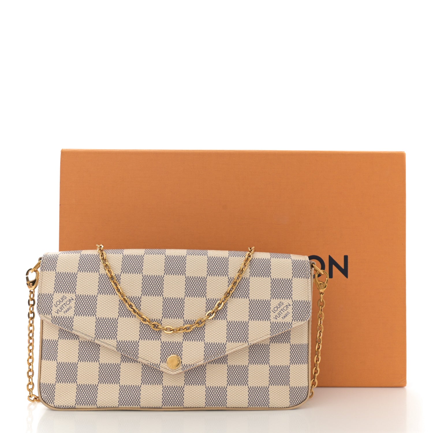 Louis Vuitton Damier Azur Pochette Felicie Chain Wallet Rose Ballerine 13 of 13