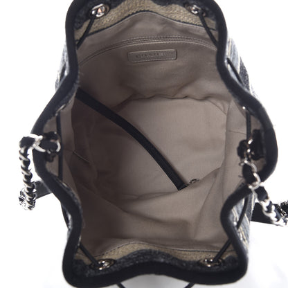Chanel Striped Canvas Deauville Drawstring Bag Grey Black 5 of 7