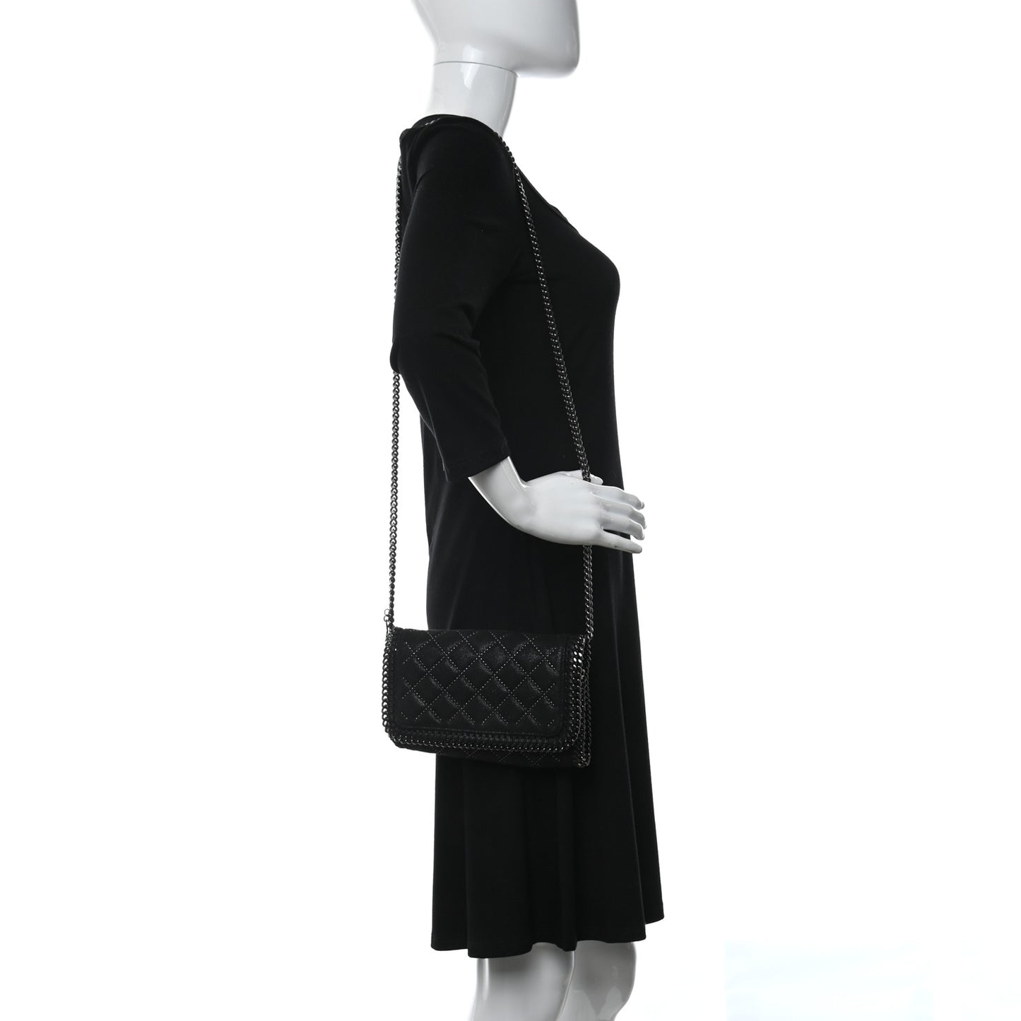 Shaggy Deer Quilted Studded Falabella Crossbody Black