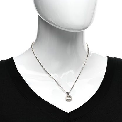 David Yurman Sterling Silver Diamond Prasiolite 7mm Petite Albion Pendant Necklace 2 of 4