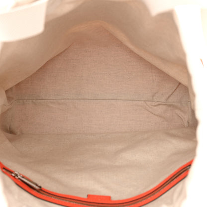 Gucci Canvas Logo Embossed Black Tote Natural Orange 5 of 10