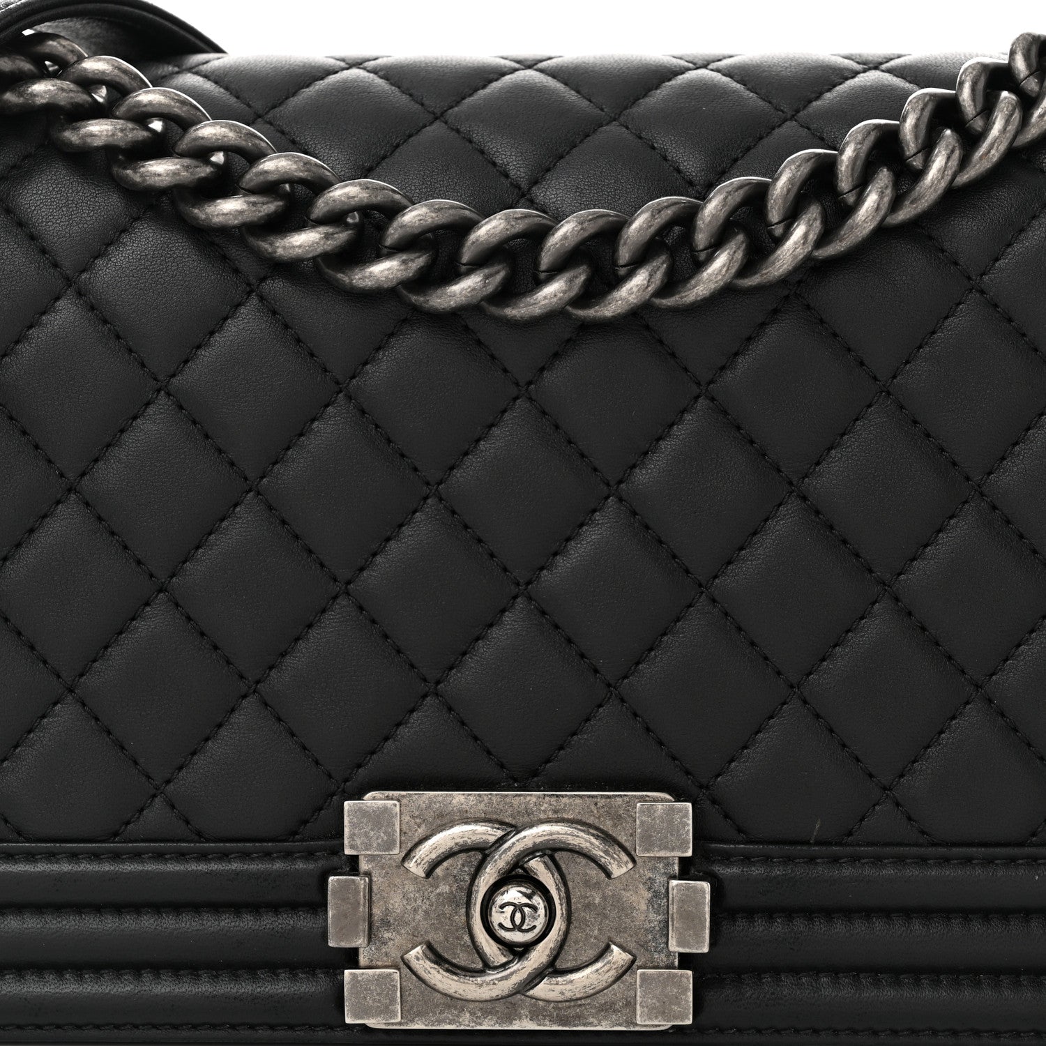 Chanel Lambskin Quilted Medium Boy Flap Black 8 of 11