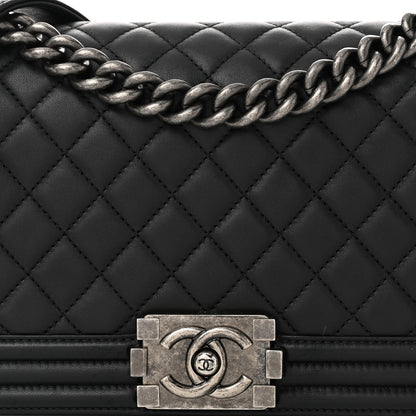 Chanel Lambskin Quilted Medium Boy Flap Black 8 of 11