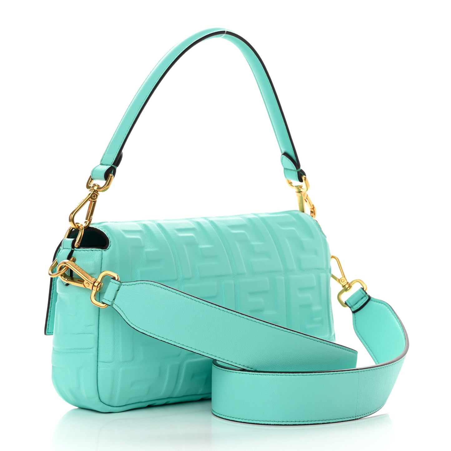 Nappa FF 1974 Embossed Baguette Spring Turquoise