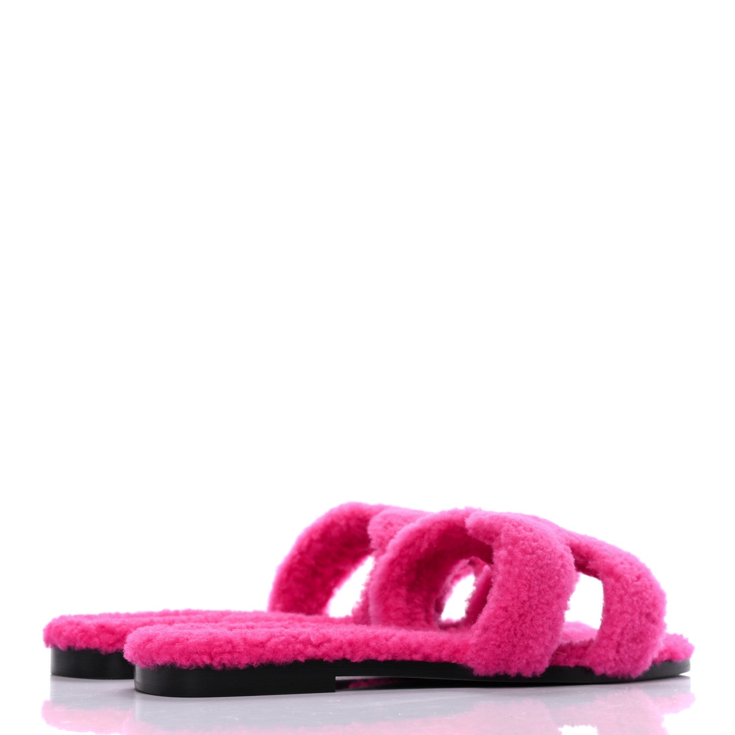 Hermes Woolskin Oran Sandals 37.5 Rose Fuchsia 4 of 7