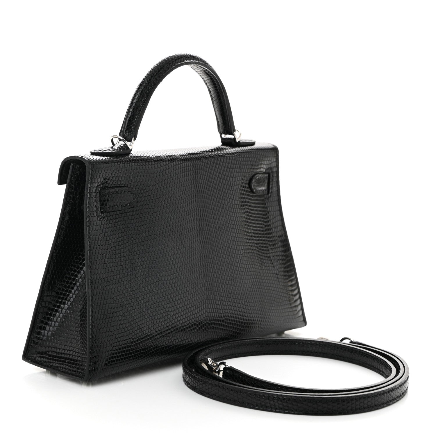 Hermes Shiny Lizard Mini Kelly Sellier 20 Black 3 of 11