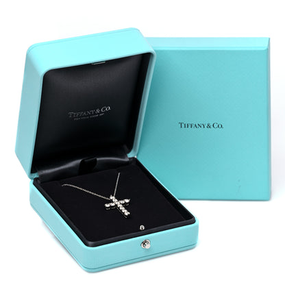 Tiffany Platinum Diamond Large Cross Pendant Necklace 6 of 6