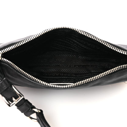 Prada Calfskin Studded Shoulder Bag Black 5 of 12