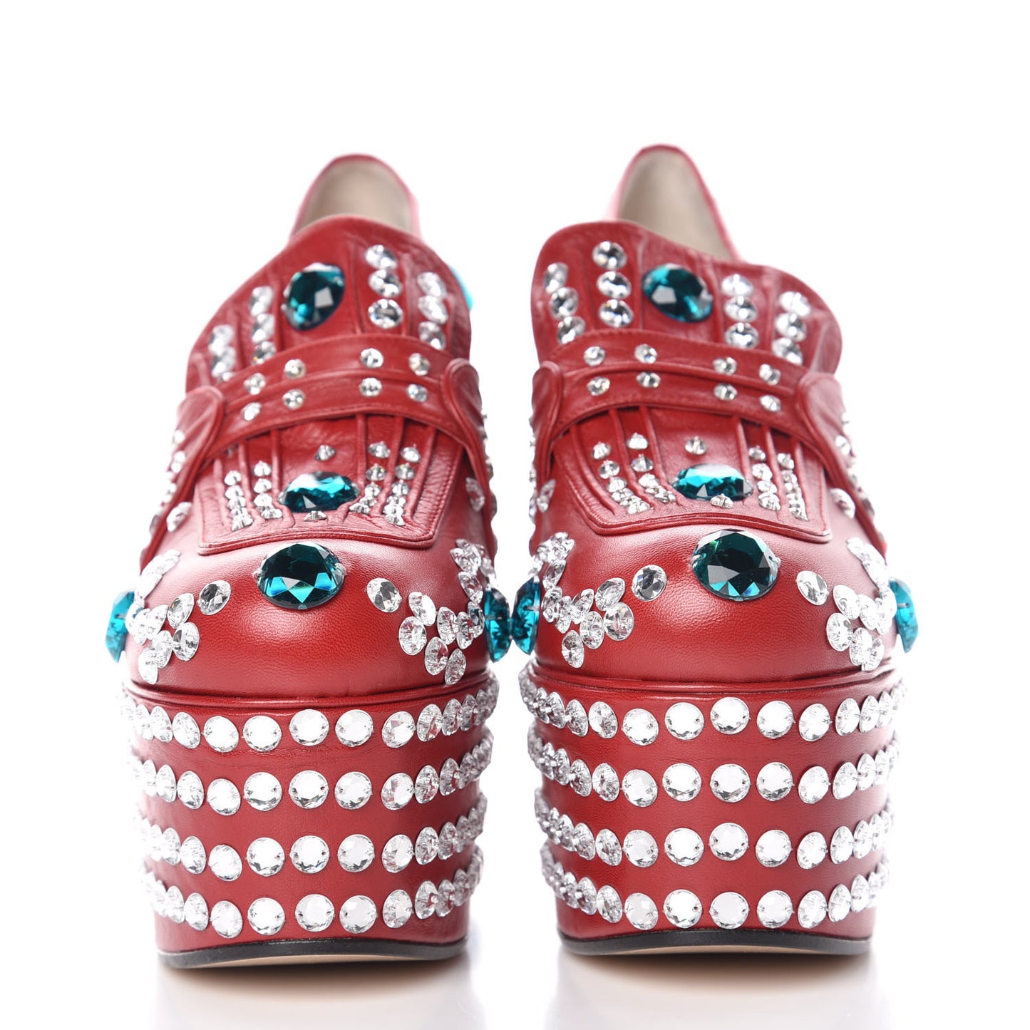 Malaga Kid Crystal Amilna Platform Loafer 37.5 Hibiscus Red