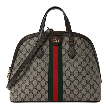 Gucci GG Supreme Monogram Web Medium Ophidia Top Handle Dome Bag Brown 1 of 9