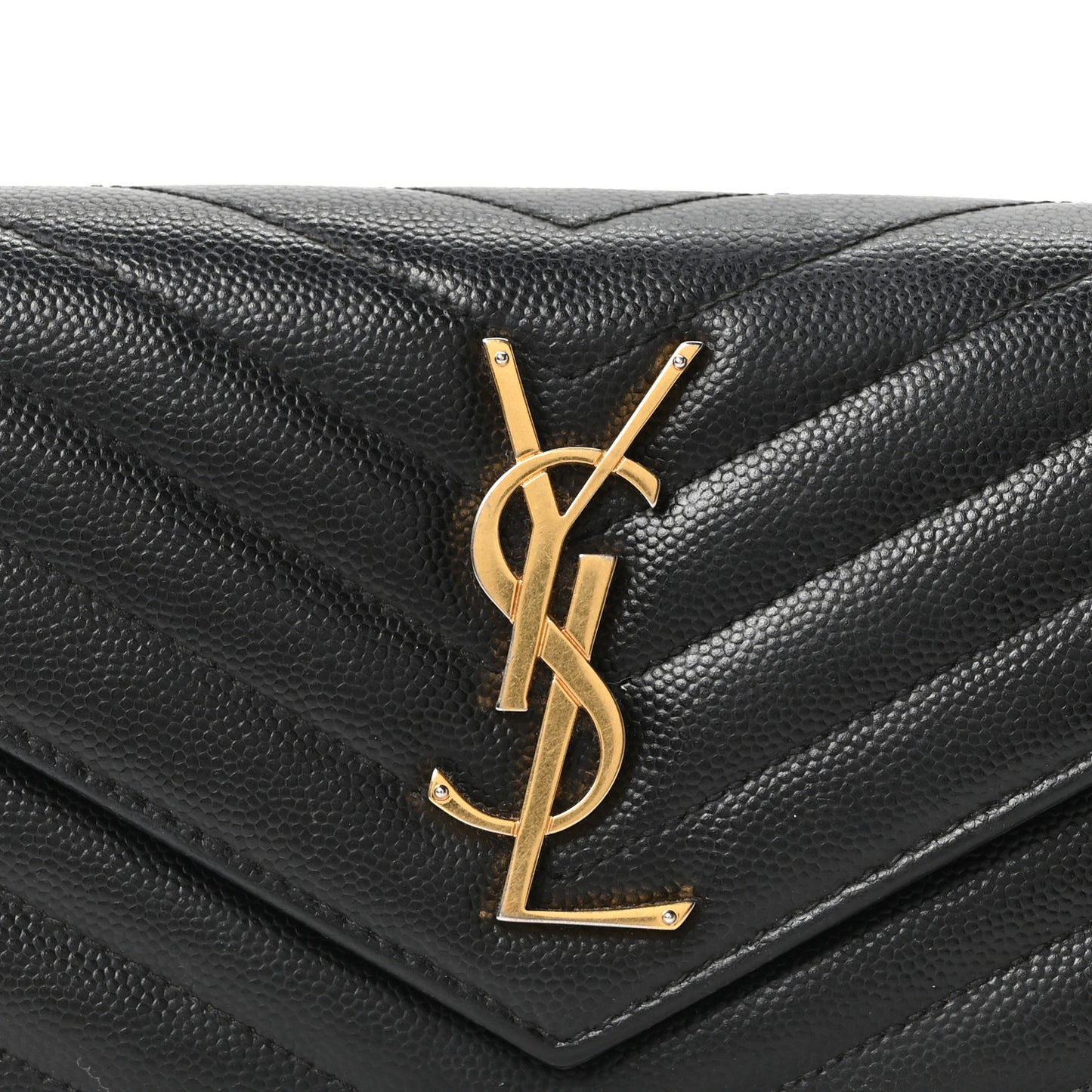 Grain De Poudre Matelasse Chevron Monogram Flap Wallet Black