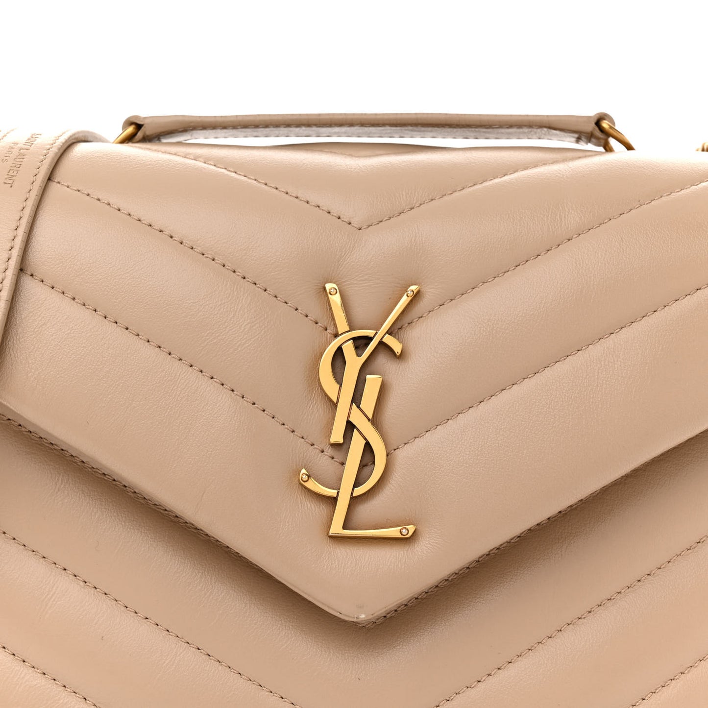 Calfskin Y Quilted Monogram Small Loulou Chain Satchel Dark Beige