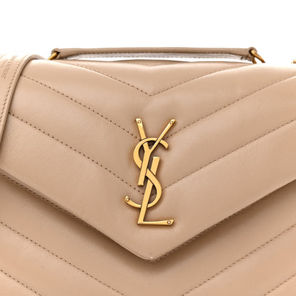 Saint Laurent Calfskin Y Quilted Monogram Small Loulou Chain Satchel Dark Beige 8 of 16