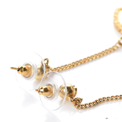 Chanel CC Drop Earrings Matte Gold 3 of 5