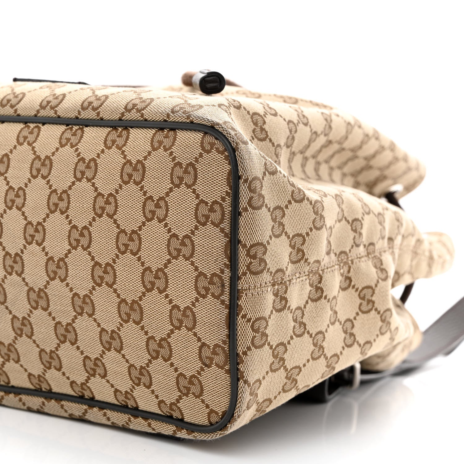 Gucci Monogram Dollar Calfskin O Drawstring Backpack Beige Ebony Testa di Moro Dark Chocolate 10 of 13