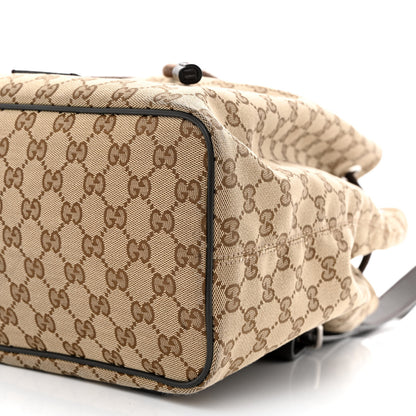Gucci Monogram Dollar Calfskin O Drawstring Backpack Beige Ebony Testa di Moro Dark Chocolate 10 of 13