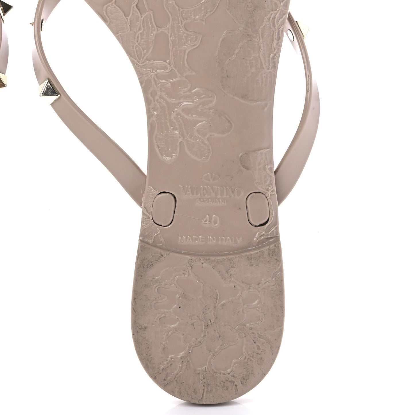 PVC Jelly Rockstud Bow Thong Sandals 40 Poudre
