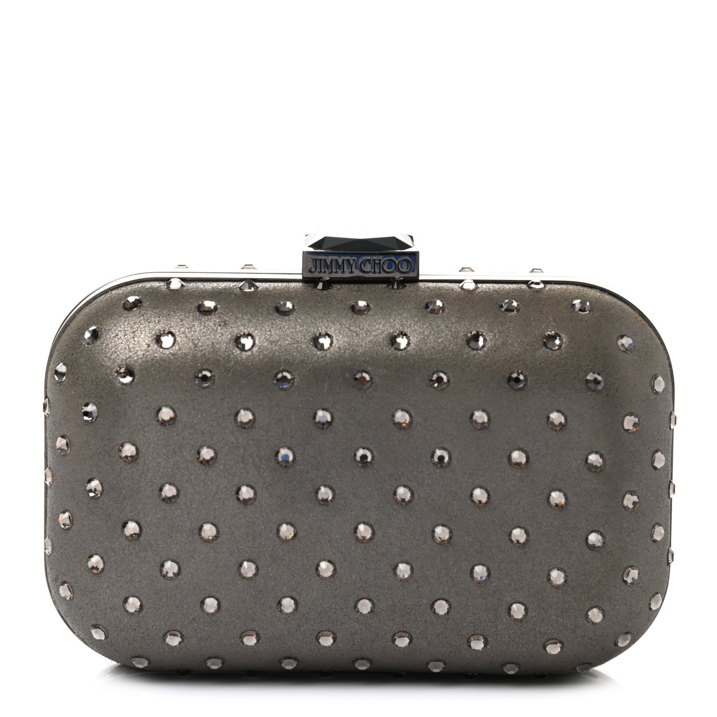 Crystal Embellished Suede Cloud Clutch Grey