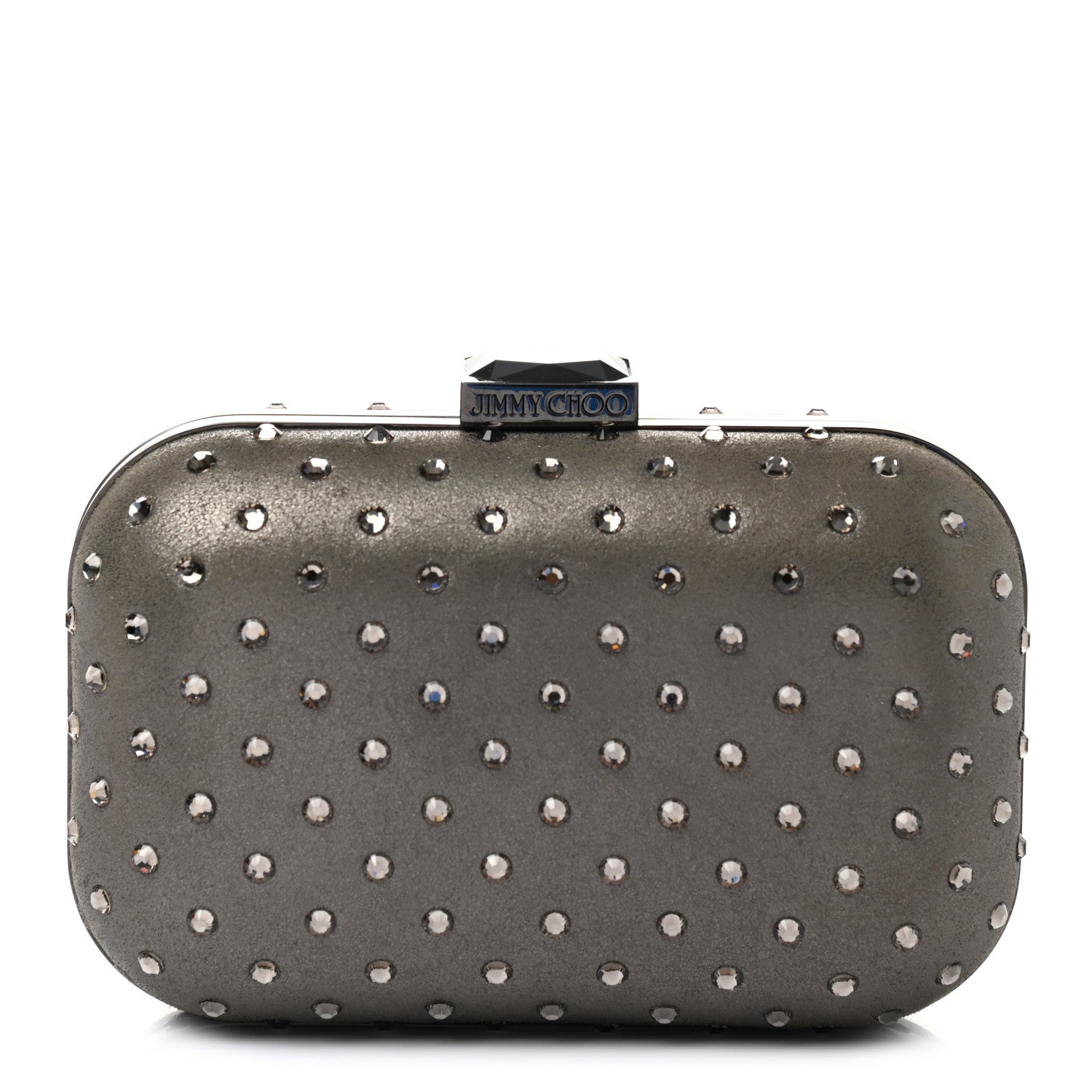 Jimmy Choo Crystal Embellished Suede Cloud Clutch Grey 1 of 7