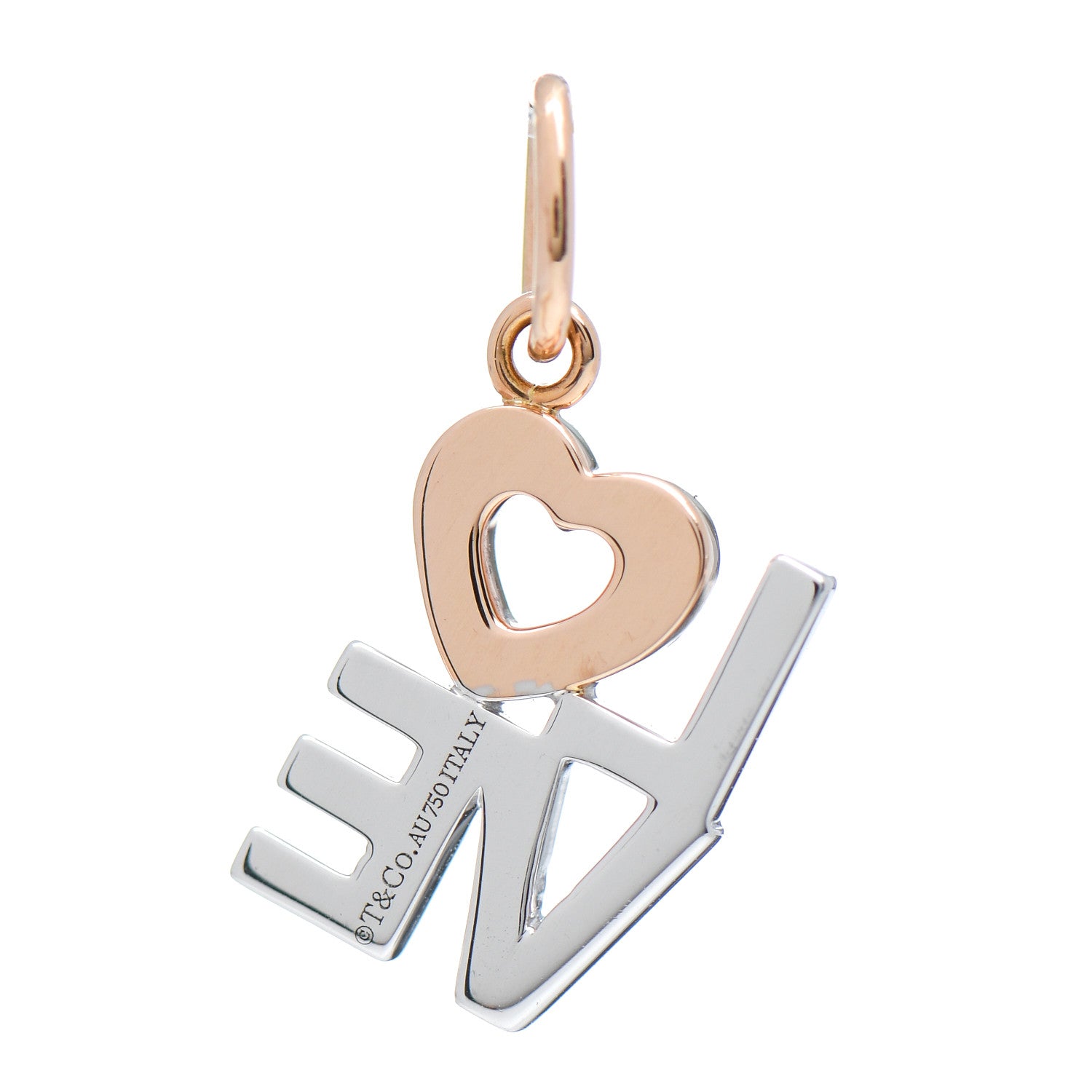 Tiffany 18K Rose White Gold Diamond Love Charm 3 of 3