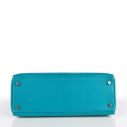 Hermes Chevre Mysore Kelly Retourne 32 Bleu Paon 9 of 23