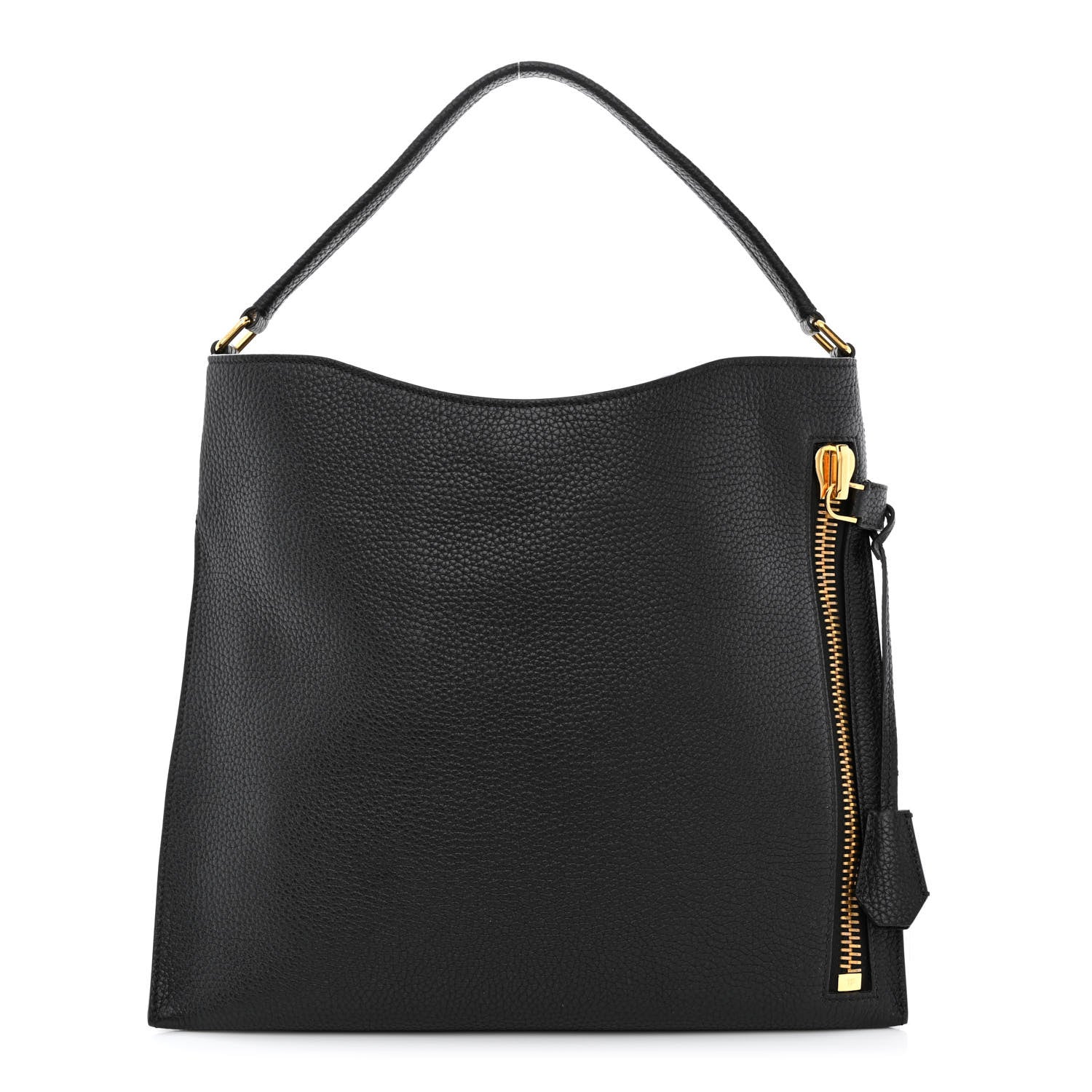 Tom Ford Pebbled Calfskin Large Alix Padlock Zip Hobo Bag Black 3 of 12