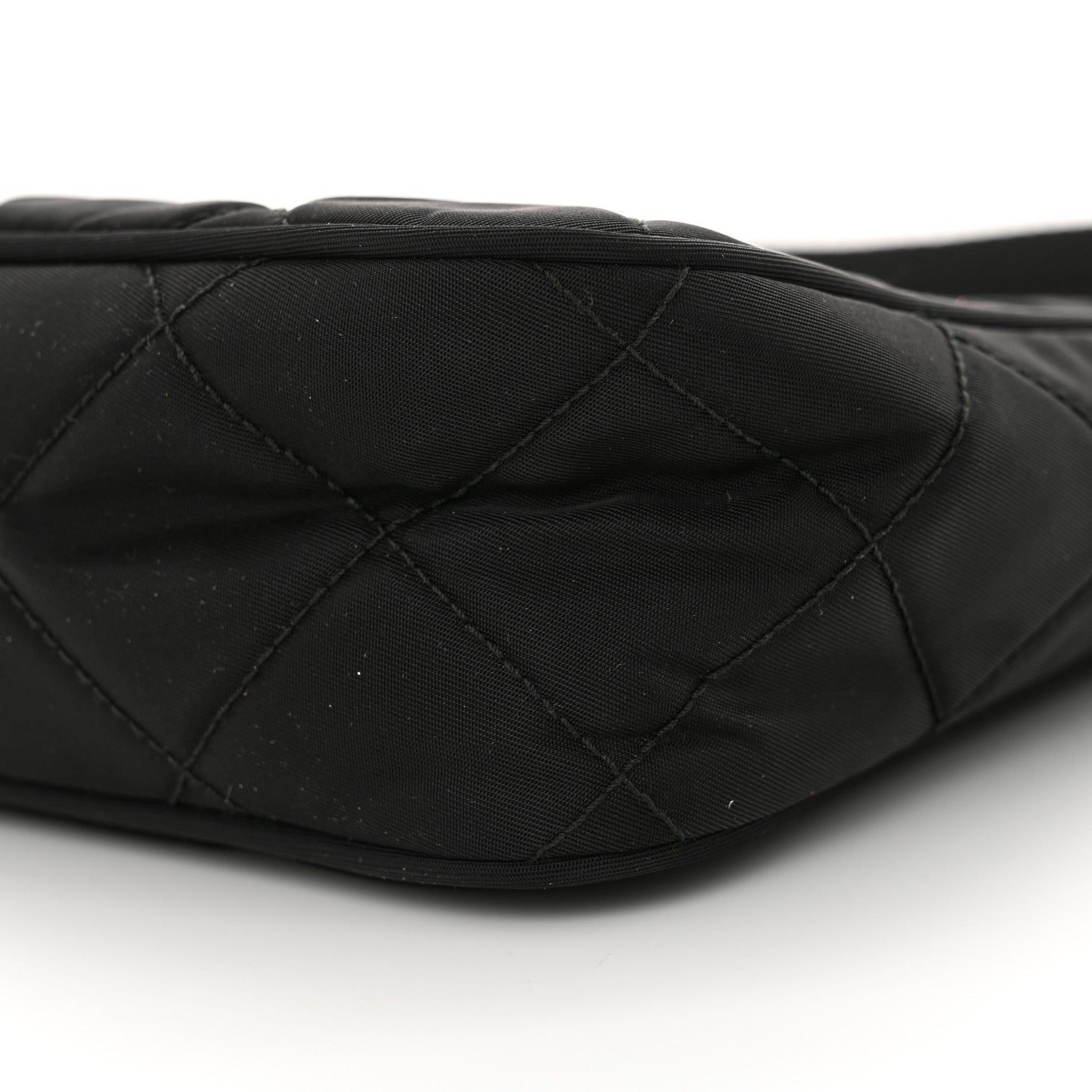 Prada Tessuto Nylon Stitched Shoulder Bag Black 10 of 11