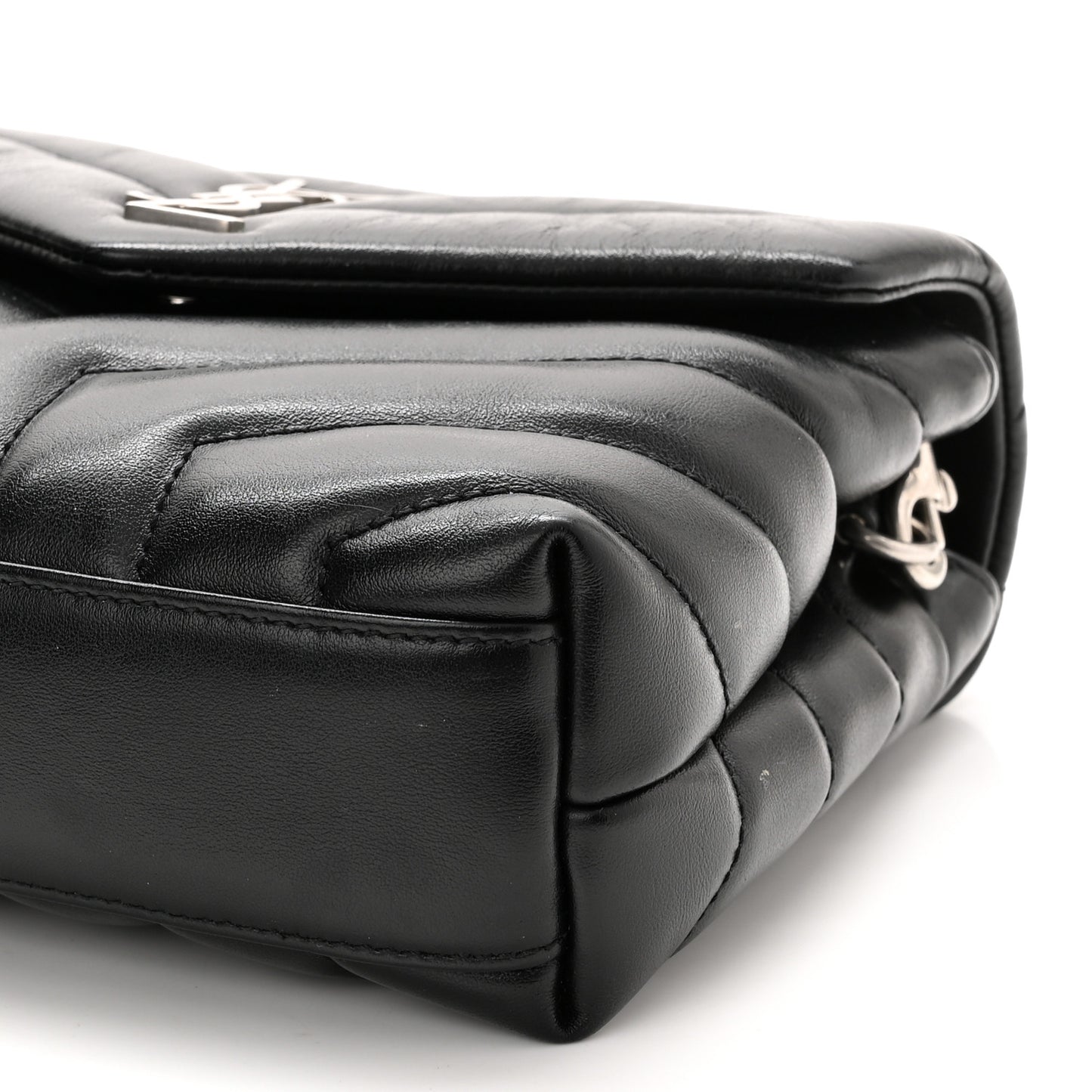 Calfskin Y Quilted Monogram Toy Loulou Crossbody Bag Black