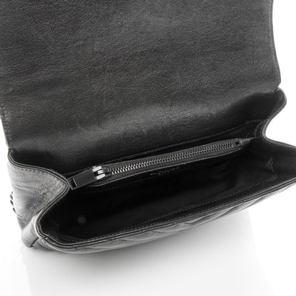 Saint Laurent Sheepskin Matelasse Chevron Monogram Medium College Bag Black 6 of 10