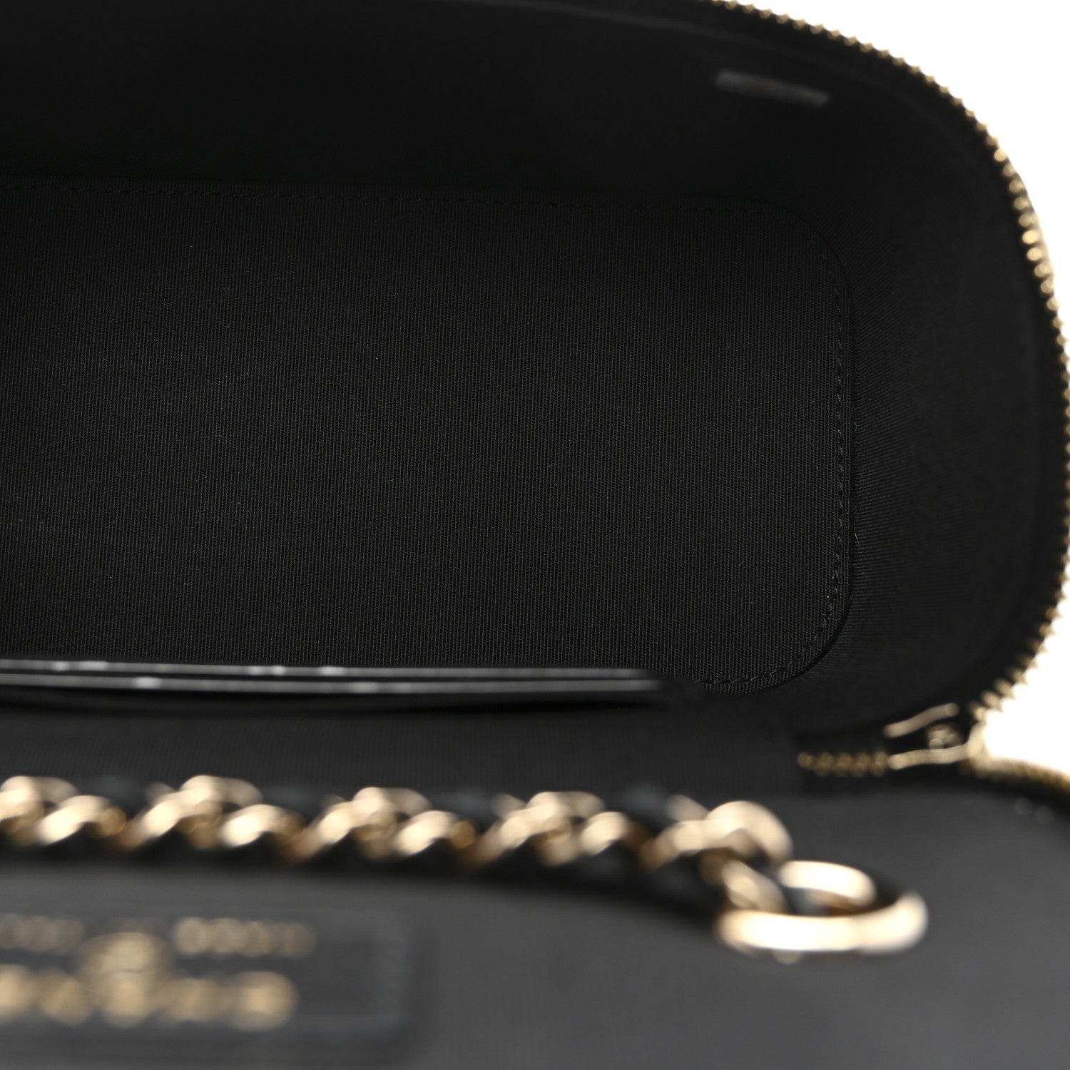 Chanel Raffia Jute Striped Small Vanity Case With Chain Black Beige 5 of 10