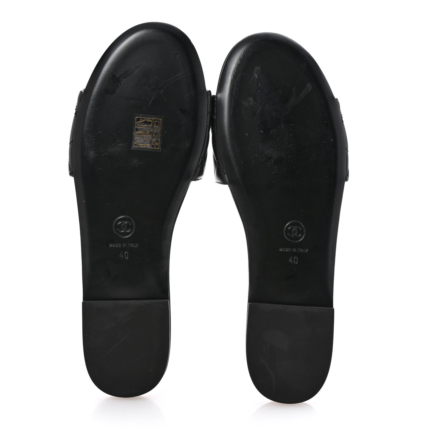 Chanel Shiny Goatskin Quilted CC Mules Sandals 40 Black 5 of 9