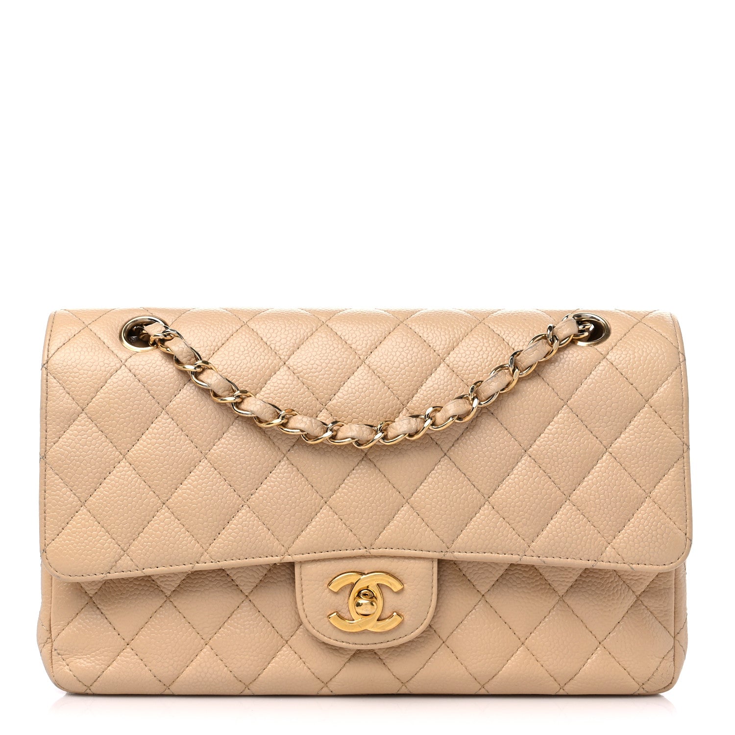 Chanel Caviar Quilted Medium Double Flap Beige 1 of 15