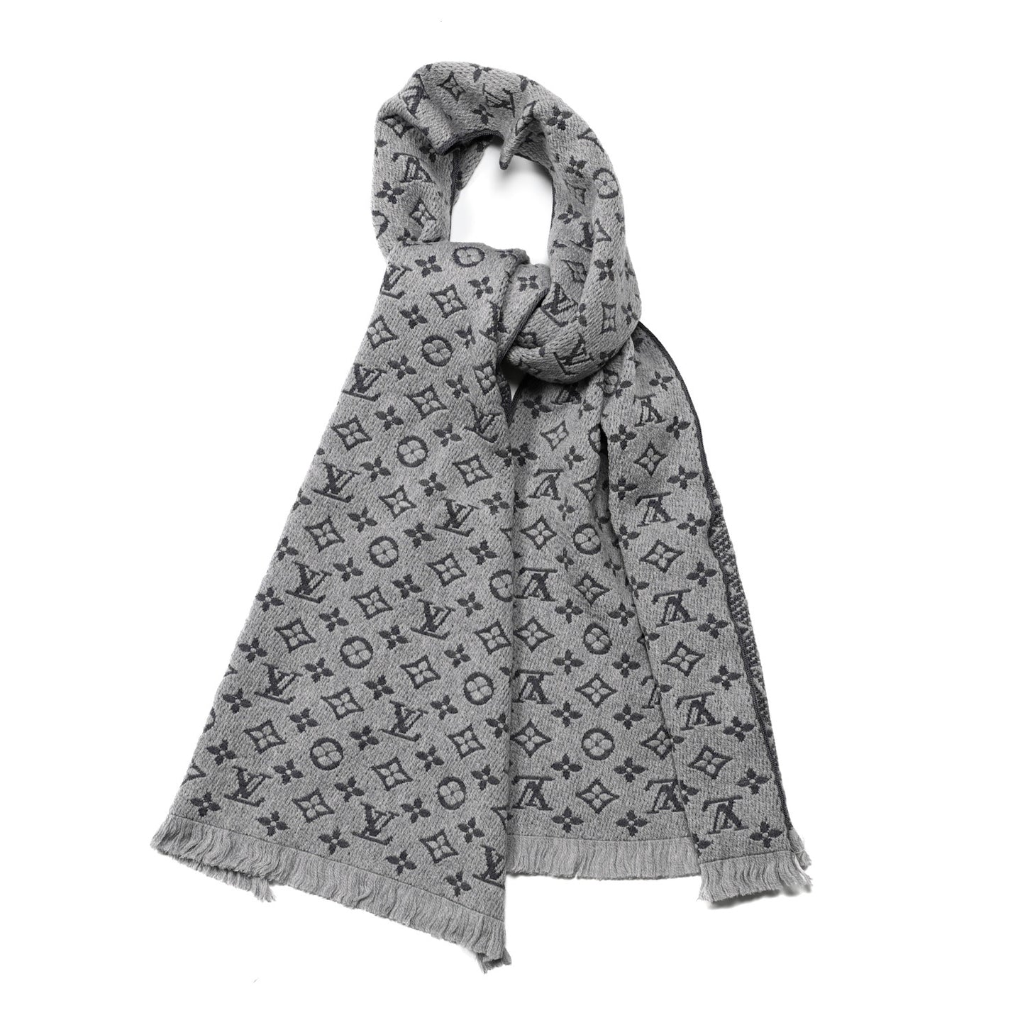 Wool Monogram Classic Scarf Grey